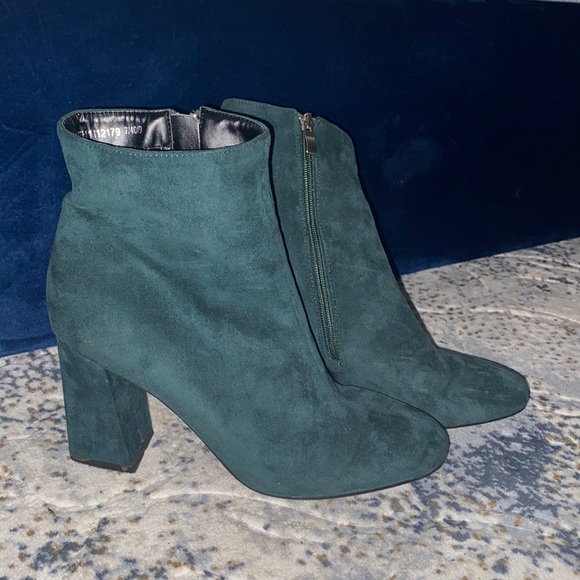 Hunter Green Suede Booties - Picture 1 of 2